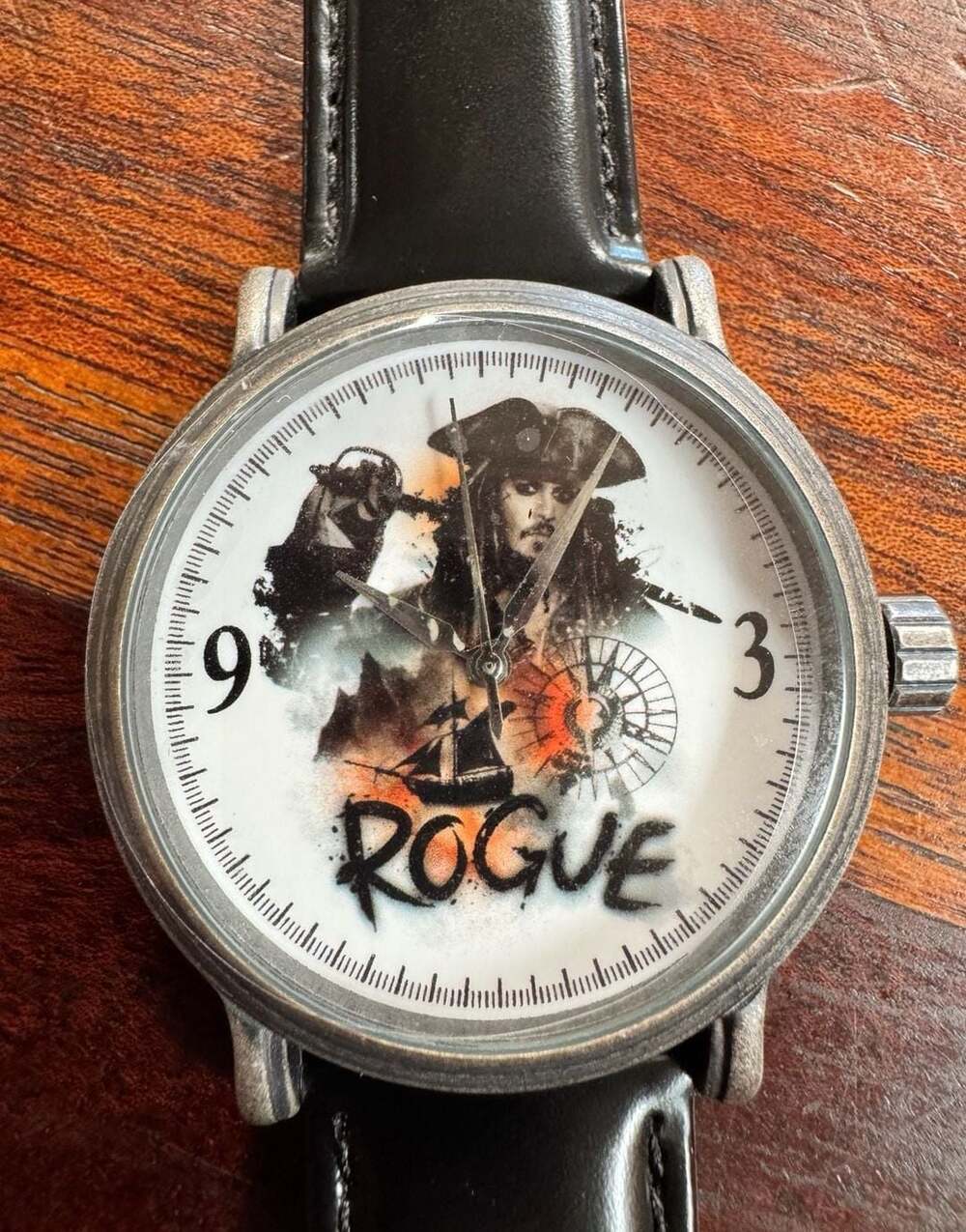 Disney Pirates Caribbean Jack Sparrow Rogue Watch NOS Leather WatchFactory